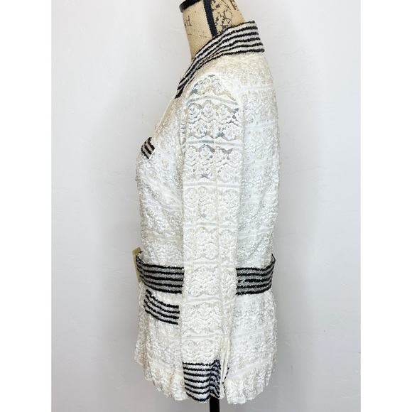 Vintage Belted Lace Button Up Shirt With Sequins and Beads - Picture 4 of 15